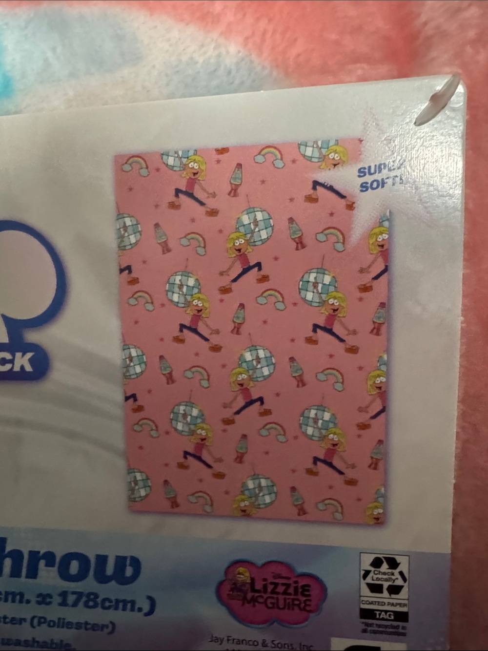 Lizzie McGuire Lava Lamp - Disney Pink Plush Throw Blanket Hilary Duff NWT